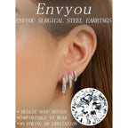 316L Surgical Steel Huggie Hoop Earrings,Dainty Pave Cubic Zirconia Cartilage Tiny Earring for Sensitive Ears Hypoallergenic Lightweight for Women Men