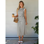 Glamaker Women Summer Tshirt Midi Dress Soft A Line Cap Sleeve Casual Sun Dress For Work Beach Vacation