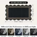 Scalloped Easy Jute 3x5 Outdoor Rug, Washable Rugs for Entryway Black Front Door Mat, Farmhouse Neutral Non Slip Indoor Carpet for Patio Living Room Backyard