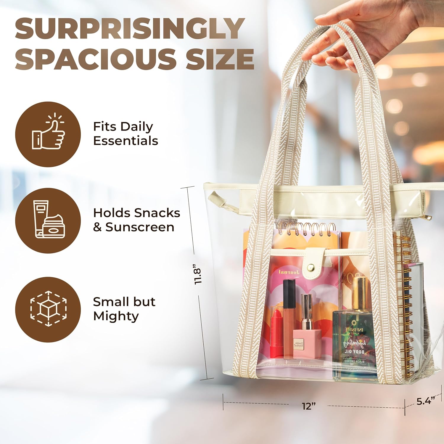 Handy Laundry Clear Bag for Stadium Events - Large Transparent Tote - Clear Purse for Women, Work, Beach & Shopping