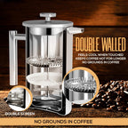 Utopia Kitchen 304 Grade Stainless Steel French Press Coffee Maker 34 Oz, Double Wall Insulated Coffee Press with 4-Level Filtration System, Include 2 Extra Filters, Rust-Free, Dishwasher Safe, Silver