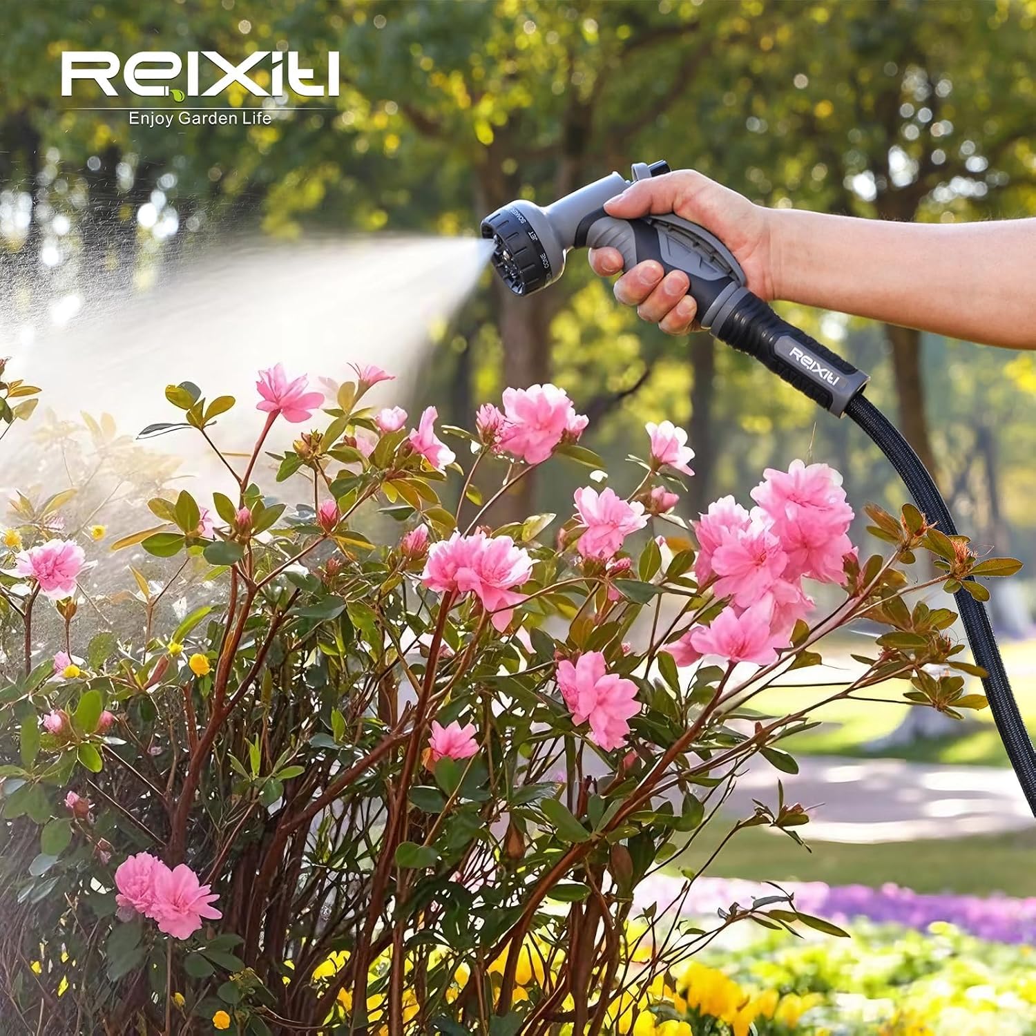 Garden Hose, Flexible Water Hose, Ultra Lightweight Non-Expanding Hose With 10 Function Sprayer, Leak Proof, Pressure Resistant For Yard, Outdoor (Black, 50Ft)