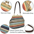 Kiss Lock Frame Handbag, Pu Leather Shoulder Tote Bag Messenger Hobo Clutch Purse For Women Formal Work Leisure