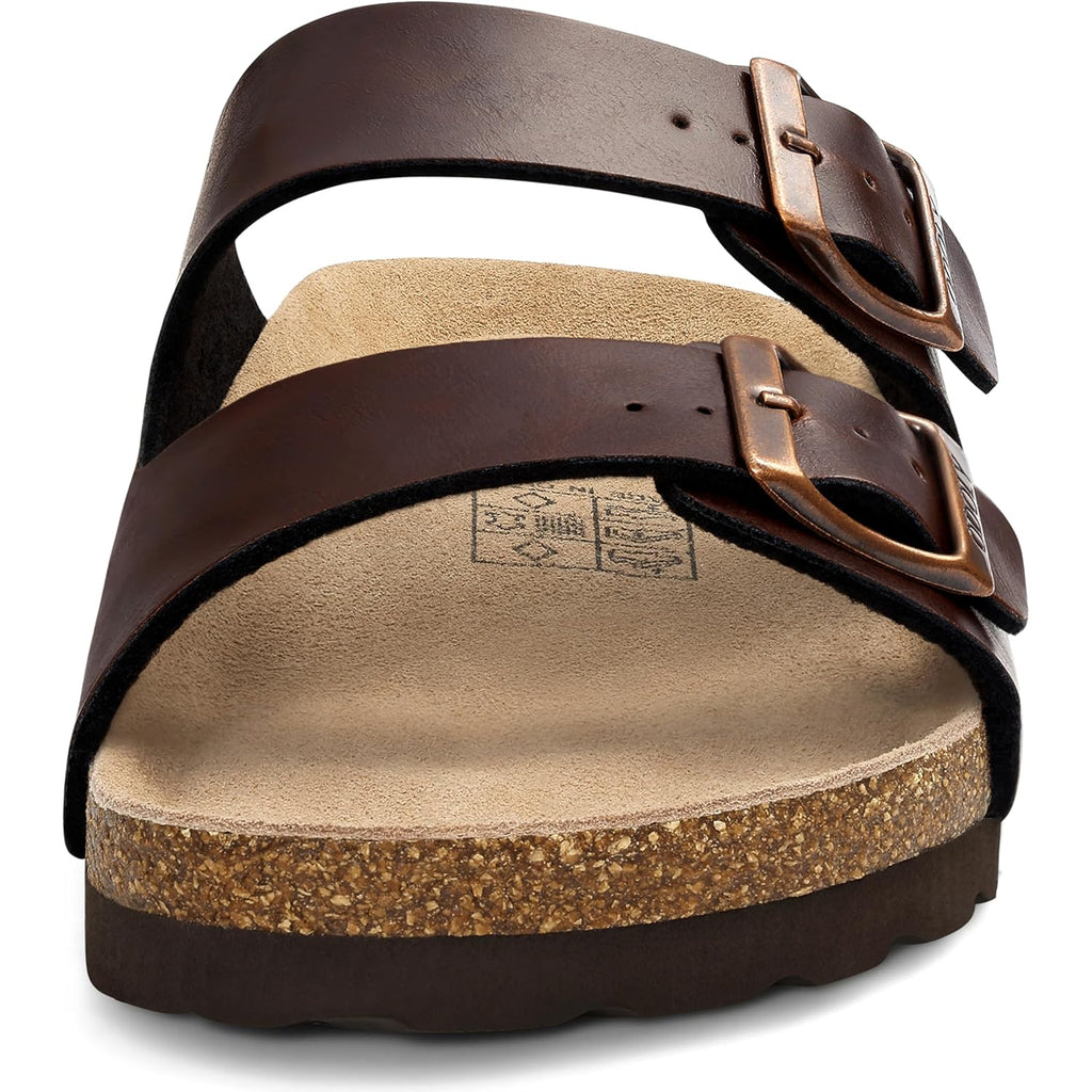 Odoly Men'S Cork Footbed Slide Sandal, Arch Support Summer Outdoor Sandals With Adjustable Buckle For Men