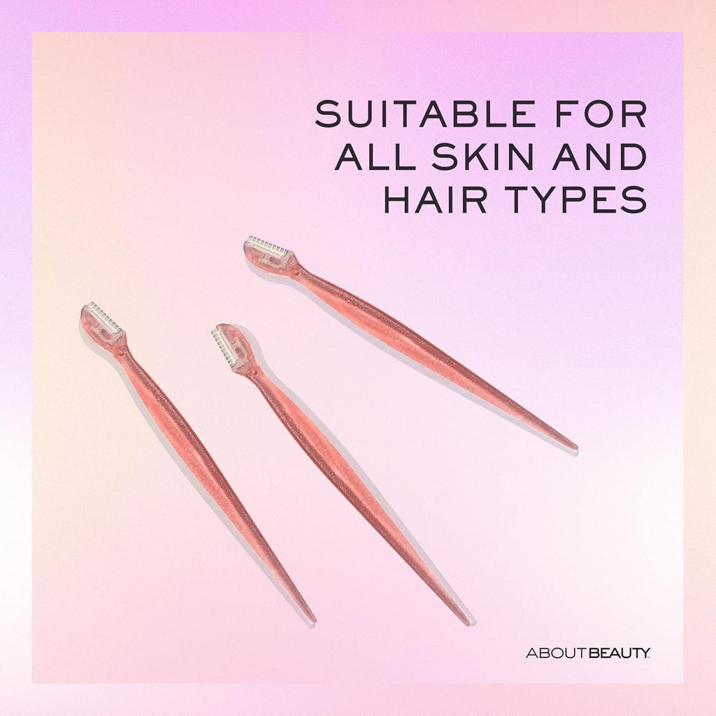 About Face Facial Razor & Eyebrow Shaper (3 Ct) - Removes Peach Fuzz on Cheeks, Chin, or Forehead & Delicately Shapes Eyebrows