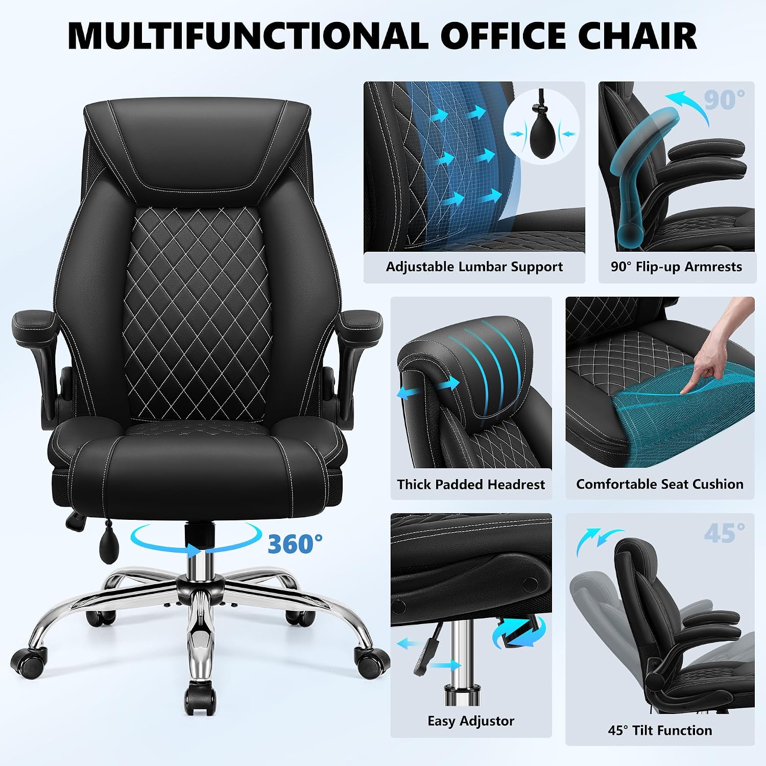 Executive Office Chair, Big And Tall Ergonomic Computer Desk Chair Black
