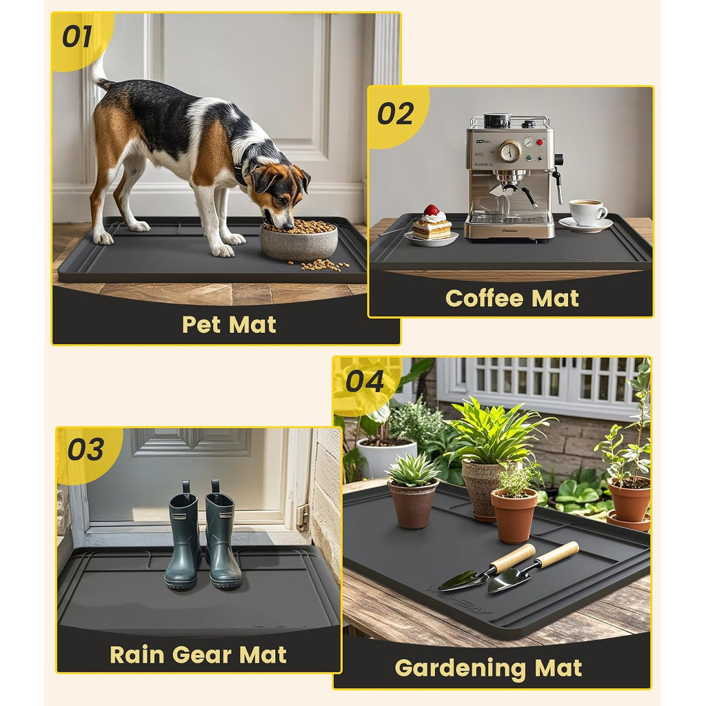 Under Sink Mats For Kitchen Waterproof, 34" X 22" Or Smaller Cut To Fit Under Sink Drip Tray For Kitchen Bathroom Cabinets, Silicone Liner Hold Up To 3.3 Gallons Liquid - Grey