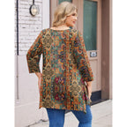 IN'VOLAND Plus Size Tops for Women 3/4 Sleeve Shirts Tunic Tops to Wear with Leggings Loose Fit Summer Fall Clothes