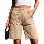 Bermuda Shorts for Women Long Knee Length Jean Shorts Denim Stretchy Cotton Jorts with Pockets Casual Relaxed Fit