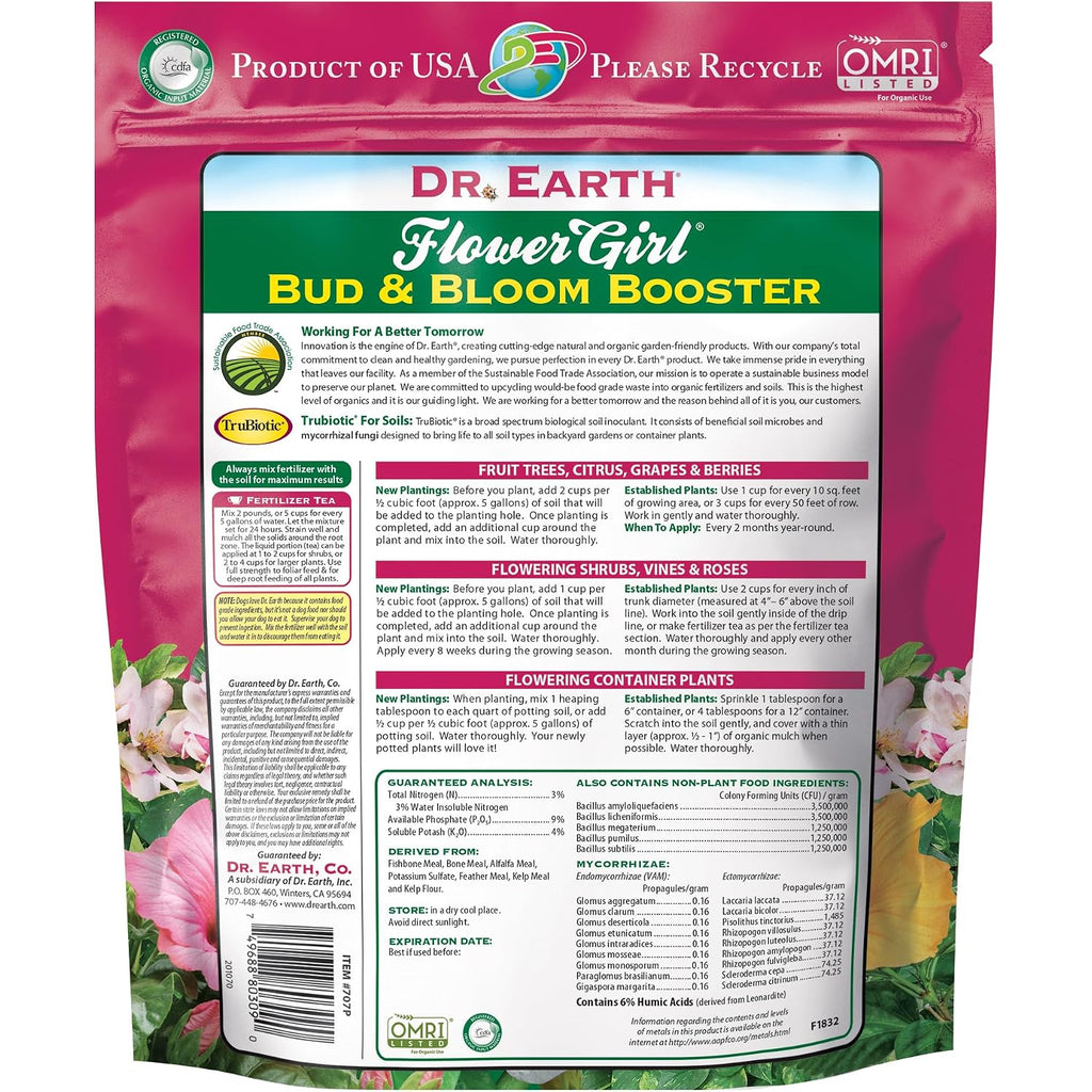 Dr Earth 707P Organic 8 Bud And Bloom Fertilizer In Poly Bag, 4-Pound, Multicolor