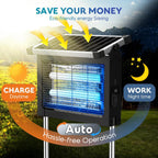 Solar Bug Zapper Outdoor, Phatroyyee Mosquito Zapper 4500V, Waterproof Portable Fly Zapper, Rechargeable Electric Mosquito Killer, Cordless Fly Insect Mosquitos Trap For Patio Yard Home Garden Camping