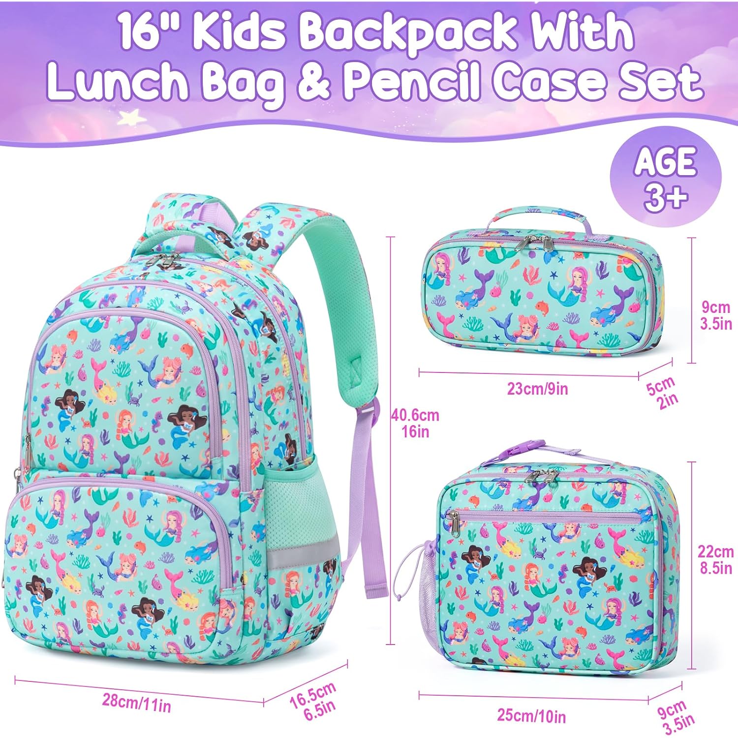Fimibuke Kids Backpack For School Boys, 3Pcs Waterproof Toddler School Bag | Cute Bookbag Set With Lunch Box & Pencil Case For Preschool Kindergarten Elementary Back To School Student Ages 3-12, Trucks