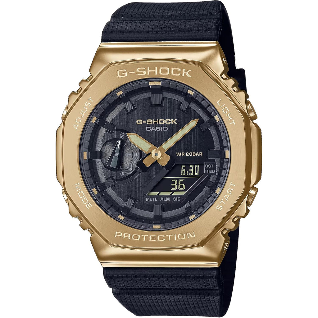 G-Shock Casio Stay Gold Series Analog-Digital Metallic Gold And Black Resin Strap Watch | Gm-2100G-1A9