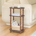 Small Narrow Side Table, 3-Tier Narrow End Table With Storage, Skinny Side Table Nightstand For Small Space, Bedrooms, Living Room (Rustic Brown)