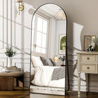 57" X 20" Arched Full Length Mirror - Wall Mounted/Floor Mirror Aluminum Alloy Frame Full Body Mirrors For Bathroom Living Room Bedroom And Entryway,Black