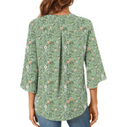 Womens Summer 3/4 Length Sleeve Tunic Tops Plus Size V-Neck Blouses for Women Dressy Casual
