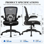 Felixking Office Chair, Ergonomic Desk Chair Breathable Mesh Chairs Adjustable High Back Lumbar Support Flip-Up Armrests, Executive Rolling Swivel Comfy Computer Chairs Home Office Black