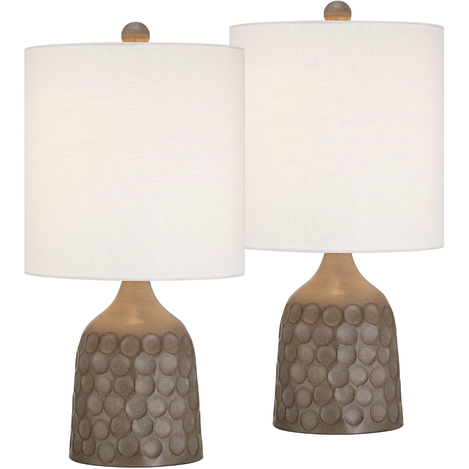 Reagan 20" Small Table Lamps Set Of 2 Bronze Brown Metal Accent Modern | Circles Living Room Bedroom Bedside Nightstand House Office Home Reading Kitchen Entryway White Shade