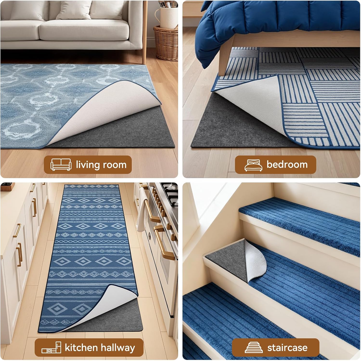Songrey Non Slip Rug Pad Gripper 8X10 Ft, Thick Felt Fabric With Anti Skid Backing, Carpet Pad For Hardwood Floors, Keep Area Rugs In Place And Safe
