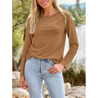 Automet Long Sleeve Shirts For Women Casual Crewneck Tops Basic Tees | Fall Travel Airport Outfits,Winter Clothes,Teacher Shirts,Versatile Basic Tees,Soft & Breathable,Work Tops,Solo Or Layered