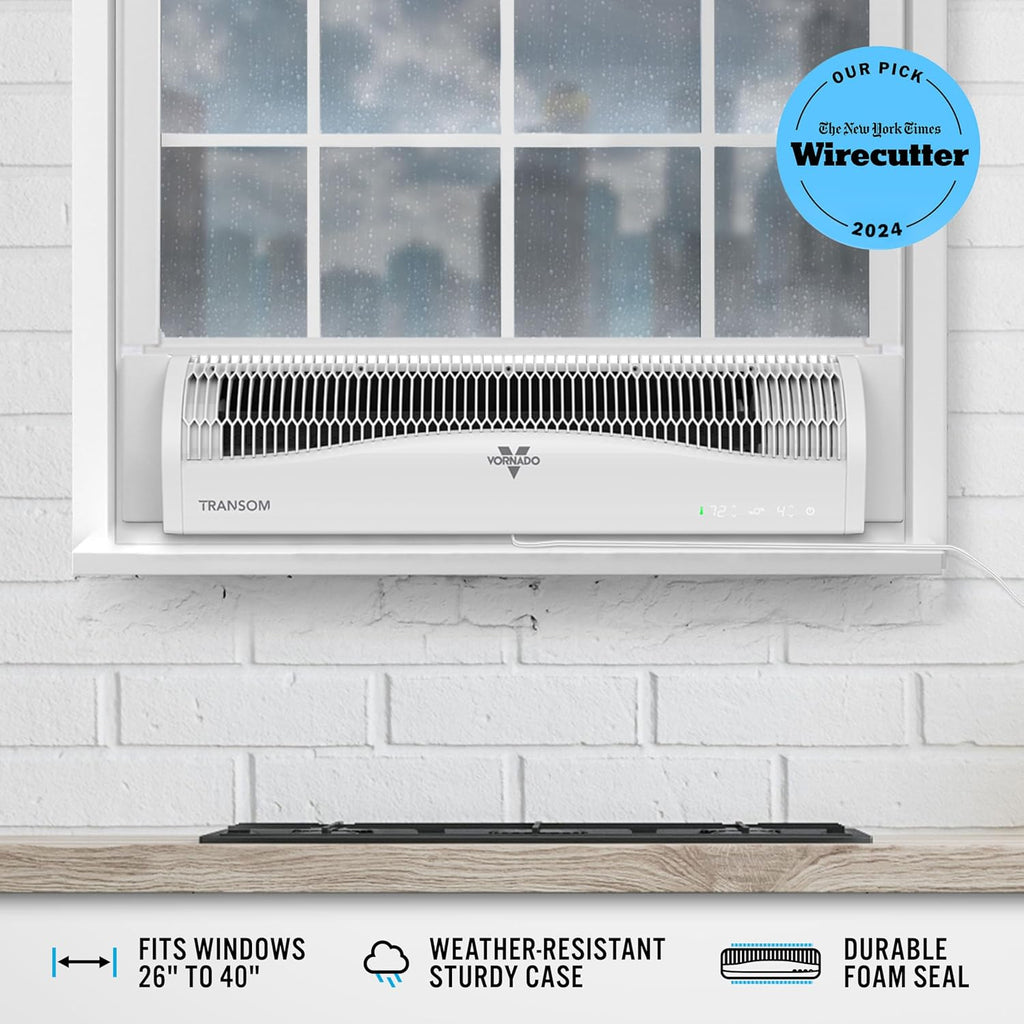 Vornado Transom Window Fan With 4 Speeds, Remote Control, Reversible Exhaust Mode, Weather Resistant Case, Whole Room, Ice White