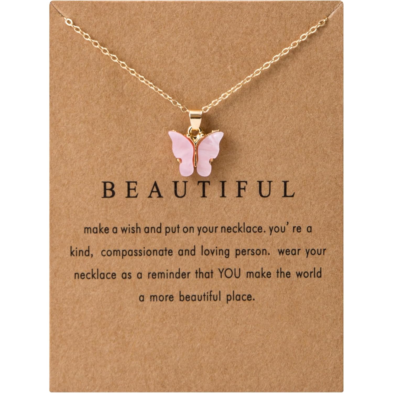 LOTSOF 18 Piece Butterfly Pendant Necklace Set, Colorful Acrylic Chain Necklaces for Women, Bohemian Jewelry Gift
