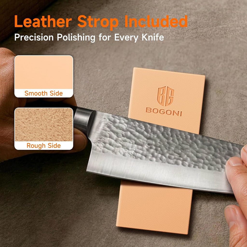 Rolling Knife Sharpener, Diamond & Ceramic Disc, 15° & 20° Magnetic Angle, Fast & Safe For Any Hardness, Sharpening Kit For Kitchen & Pocket Knives, Razor-Sharp Edge, Leather Strop, Classic Kit