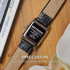 Miykon Dainty Vintage Tank Square Dress Watches For Women – Genuine Leather Band, Second Hand, Japanese Quartz, Water Resistant