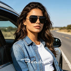 Fanshen Trendy Sunglasses Womens Men, Square Aviator Polarized Sun Glasses UV Protection for Driving, Travel & Everyday Wear A01 Black