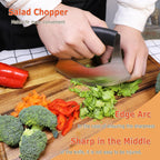 Salad Chopper Mezzaluna Knife with Protective Cover and Anti-Slip Handle - Stainless Steel Vegetable Cutter, Onion Chopper, Pizza Cutter