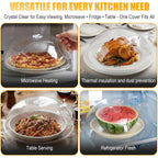 Microwave Splatter Cover for Food,Clear Microwave Splash Guard Cooker lid with Handle,Dish bowl Plate Serving Cover Home Kitchen Essential,BPA-Free,Saft Plastic