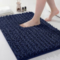 Disolla Small Bath Mat 17x24 Inch - Chenille Navy Blue Bathroom Rug, Extra Soft Absorbent Plush Shaggy Bathmat, Non-Slip Machine Washable Floor Mat for Shower, Tub and Sink