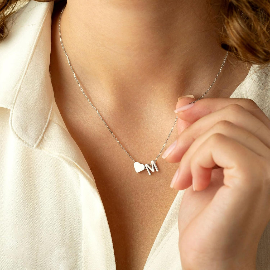 Turandoss Mothers Day Gifts for Mom Wife - Dainty 18K Gold Plated Heart Initial A-Z Pendant Necklace Trendy Jewelry Heart Necklaces Birthday Mothers Day Gifts for Women Daughter
