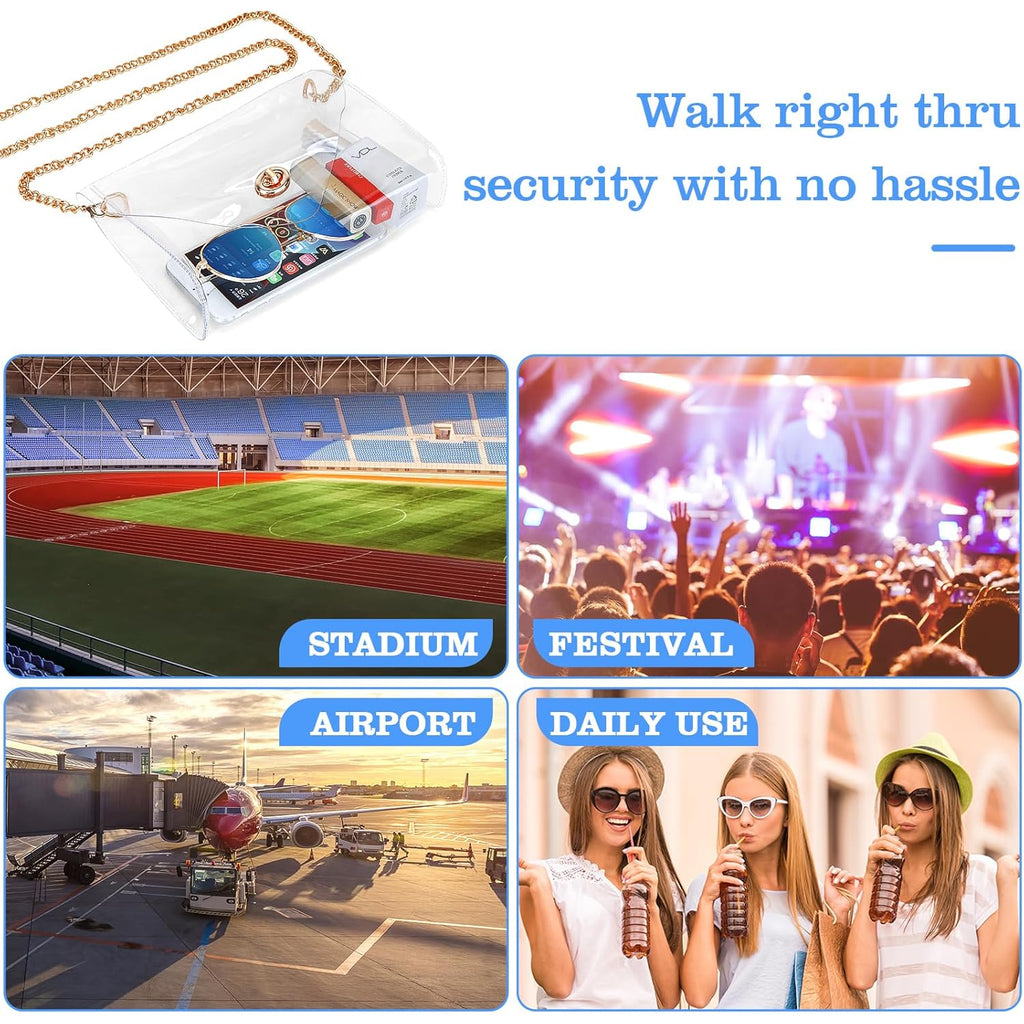 HAOGUAGUA Clear Purse for Women, Clear Bag Stadium Approved, See Through Clear Handbag for Concerts Sports Events