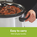Hamilton Beach Set & Forget 4 Quart Programmable Slow Cooker | Flexible Cooking Options With 3 Heat And 5 Time Settings | Dishwasher-Safe Stoneware Crock & Glass Lid | Silver