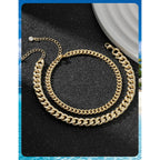 Gold Ankle Bracelets for Women - Waterproof 14K Gold Plated Dainty Cuban Link Chain Anklets, Adjustable Non-Tarnish Layered Anklet Set for Beach Vacation & Everyday Wear, Perfect Jewelry Gift
