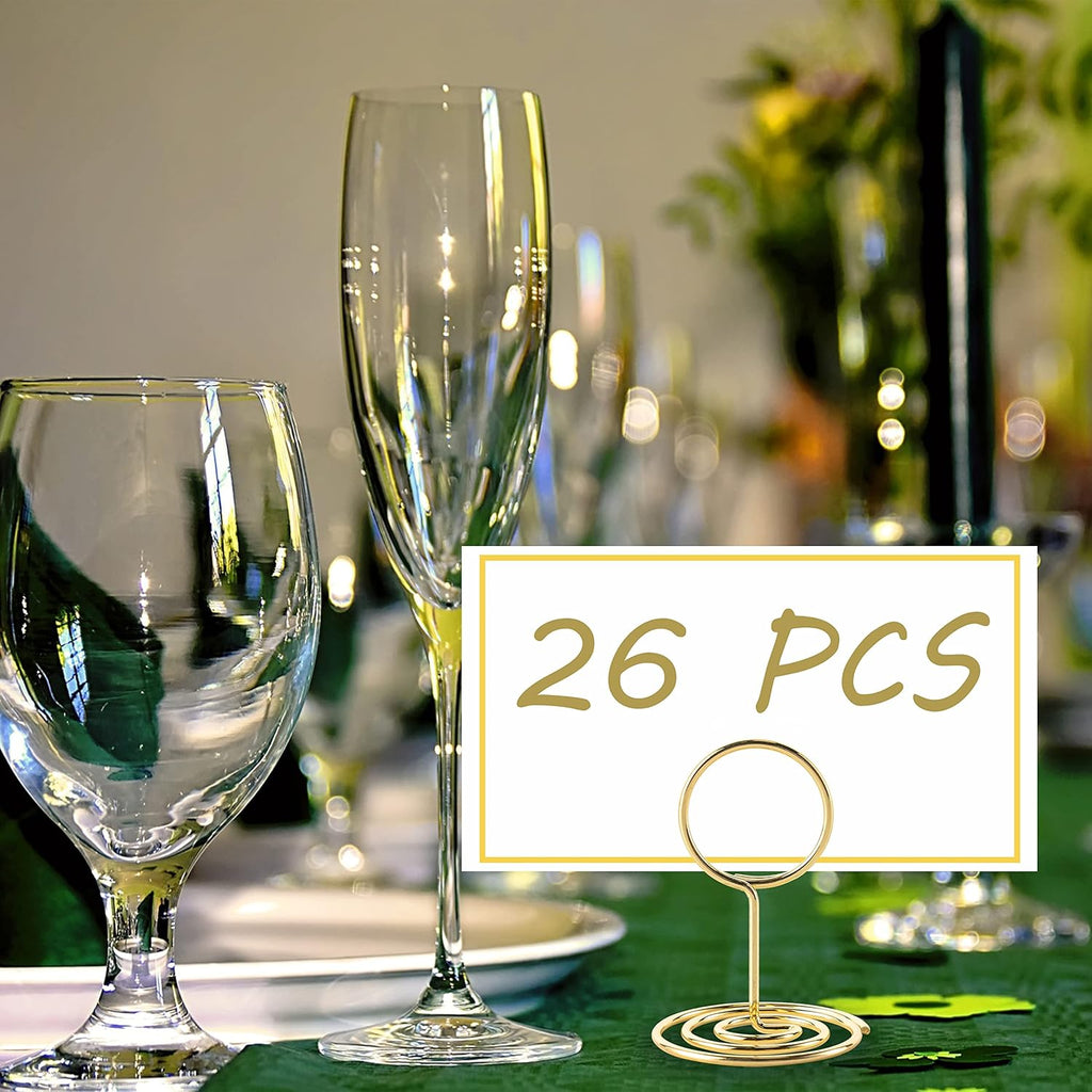 Hoewina 26Pcs Table Number Holders, Place Card Holder, Wire Picture Holder, Small Size Table Card Holders, Photo Holder for Centerpieces, Wedding Reception, Party, Birthday (Gold)