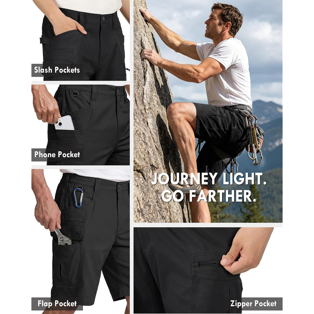 Igolumon Work Shorts For Men 10" Quick Dry Cargo Shorts Stretch Men Shorts Casual Hiking Tactical Shorts With Phone Pocket