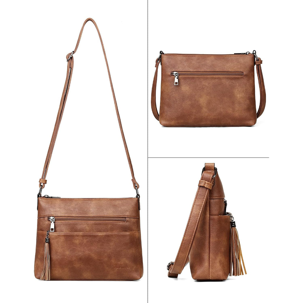 Masintor Crossbody Bags For Women, Lightweight Medium Crossbody Purse, Soft Leather Women'S Shoulder Handbags With Tassel | Lightweight