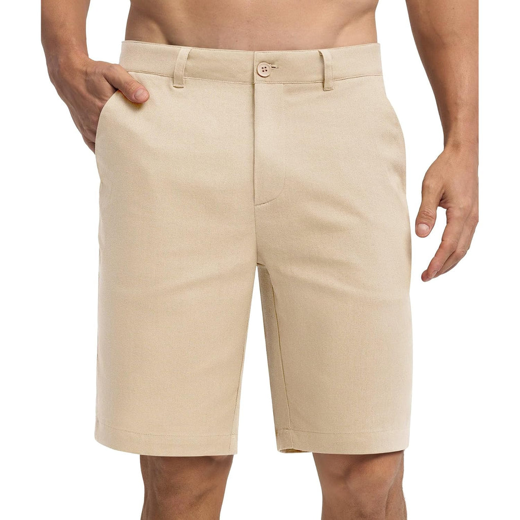 Willit Men'S Linen Shorts Dress Summer Casual Work Linen Shorts Flat Front With Pockets 10"