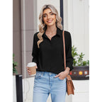 Button Down Shirts for Women Long Sleeve Blouse Dressy Casual Business Work Tops with Pocket