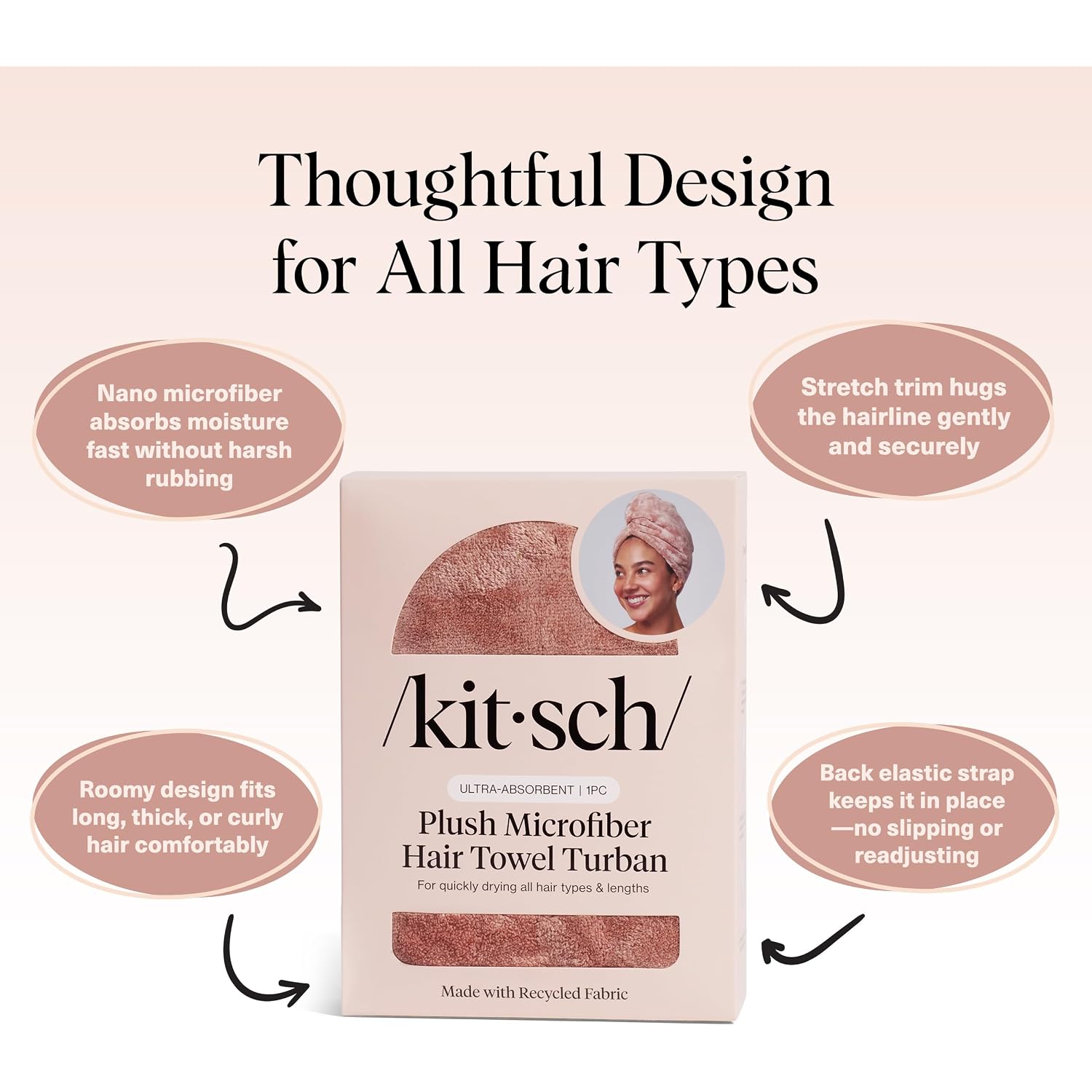 Kitsch Plush Microfiber Hair Towel Wrap For Women – Ultra Absorbent Microfiber Bath Towels For Wet, Curly, Long Or Short Hair – Anti-Frizz Hair Wrap, Great Hair Care Gifts For Women