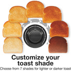 Proctor Silex 4 Slice Toaster With Extra Wide Slots For Bagels | Browning Control With 7 Shades | Auto Shutoff | Toast Boost | Slide-Out Crumb Tray | Cancel Button | White | 24215G
