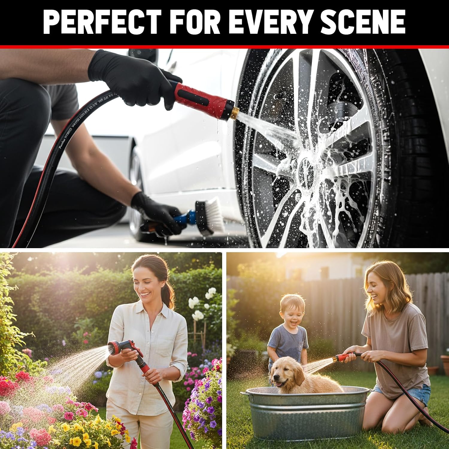 Garden Hose 25Ft X 5/8", Non-Expandable Heavy Duty Premium Flexible Hose | No Kink, Leakproof, Lightweight Hybrid Water Hose With Male To Female Fittings For Household&Backyard