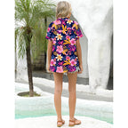 Lomon Women'S Summer Hawaiian Shirts Floral Short Sleeve Button Down Shirts Hawaii Tropical Beach Tops Outfits