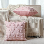 Mixweer Pink Bow Pillow Covers Set Of 2 Preppy Room Decor Coquette Cute Spring Summer Decorative Faux Fur Soft Bowknot Stuff Fluffy Plush Aesthetic Pillowcase For Bed Sofa Couch (18 X 18 Inch)