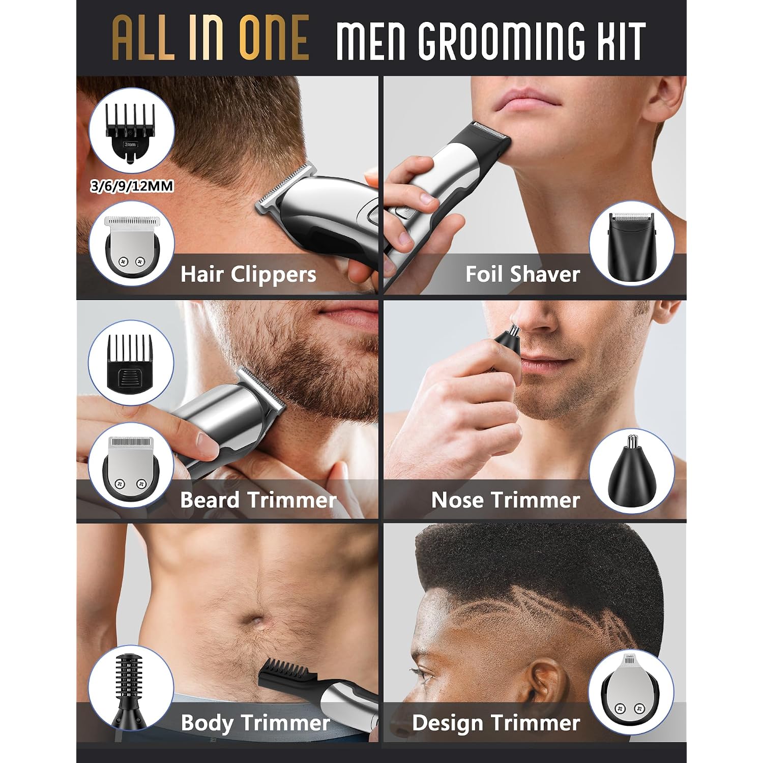 Ufree Beard Trimmer For Men, Waterproof Electric Razor For Nose, Body, Face & Mustache, Cordless Hair Clippers Shavers Grooming Kit, Gifts For Men Husband Father