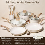 CAROTE 14 Pcs Pots and Pans Set Nonstick,Cookware Set Kitchen Cooking Set with Utensil and Pan Protectors