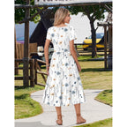 Zeagoo Women Summer Midi A Line Dress Short Sleeve Casual Flowy Tiered Beach Long Sundress With Pockets 2026 Vacation Travel