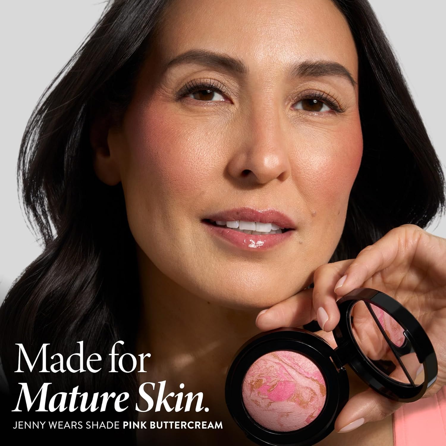 LAURA GELLER NEW YORK Baked Blush-n-Brighten for Mature Skin - 01 Pink Buttercream- Powder Blush Won't Settle into Fine Lines - Buildable Natural Finish – Longlasting Formula - Made in Italy
